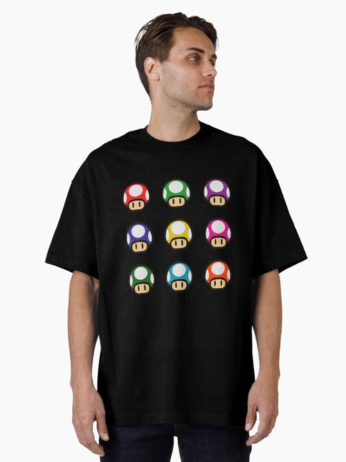 1Up Retro Mushrooms Pack Of 9 Comfort Colors Shirt, Gift For Family, Friend, Boy, Mom, Dad, Mother Day, Father Day, Holiday