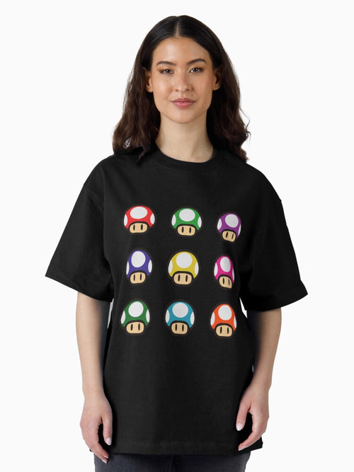 1Up Retro Mushrooms Pack Of 9 Comfort Colors Shirt, Gift For Family, Friend, Boy, Mom, Dad, Mother Day, Father Day, Holiday